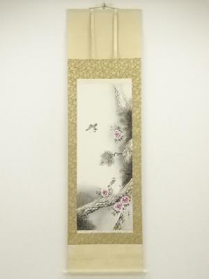 正吾筆　花鳥図　肉筆絹本掛軸（保護箱）